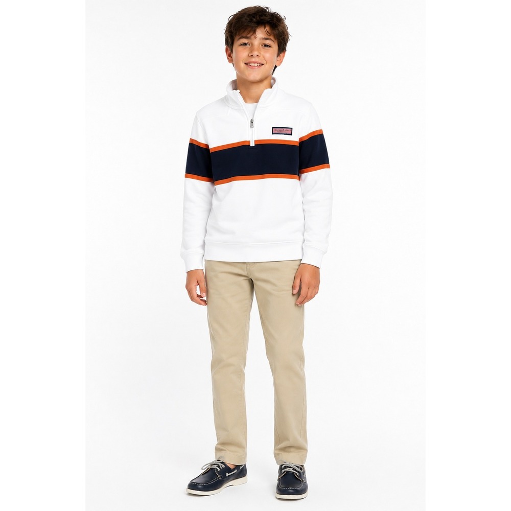 Vineyard Vines Boys Shep Shirt Pullover & Chino Pants Set White Navy Khaki 8 S